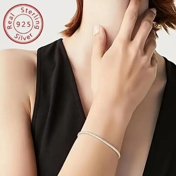 925 Sterling Silver 3 mm Snake Bone Scale Bracelet Vintage Fashion Birthday NEW - Picture 2 of 5